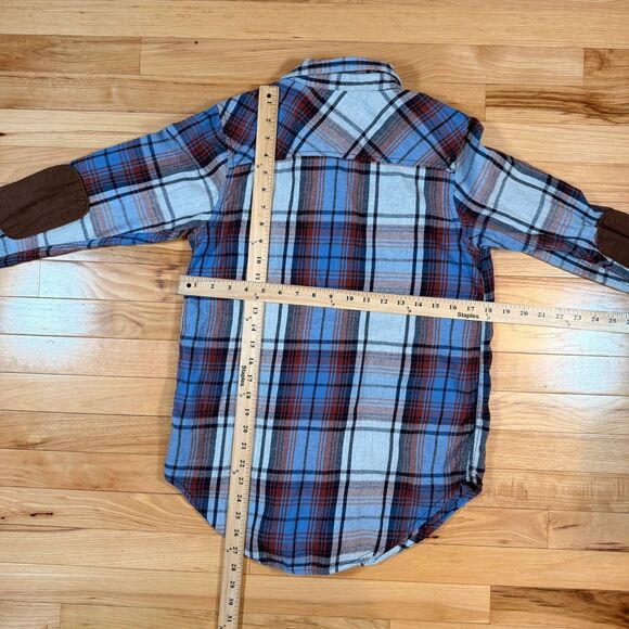 Men S Kavu Multicolor Plaid Button-Down Shirt Long Sleeve Cotton Elbow Patch - Picture 6 of 6